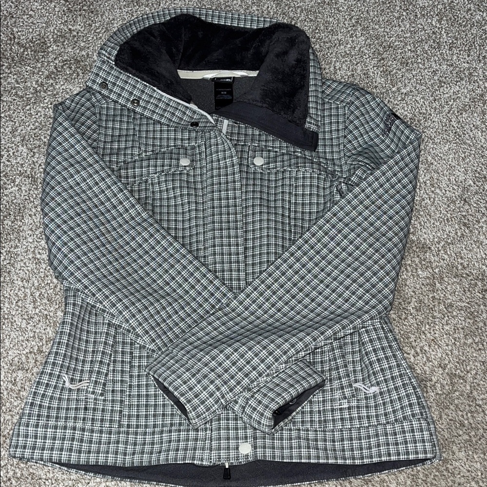 The North Face Women's Black and White Plaid Ski Jacket